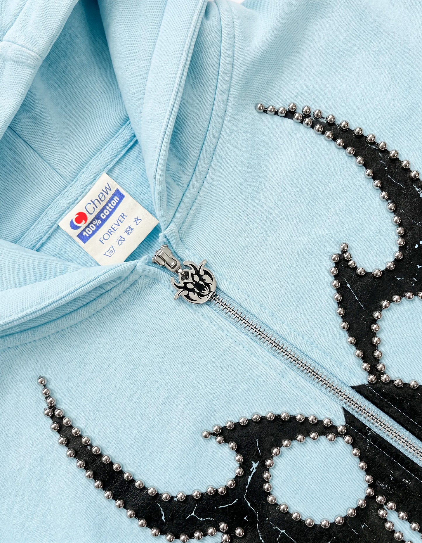 Blue Silver Studded Roach Zip-Up