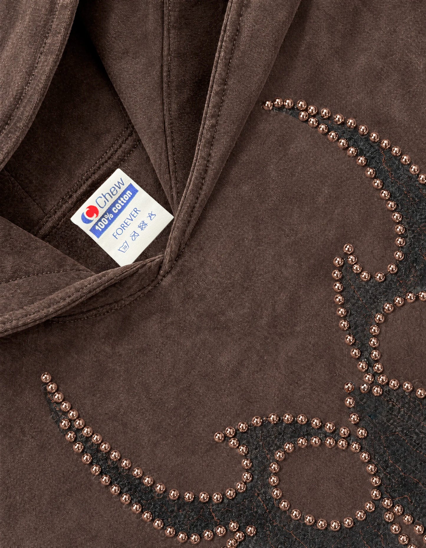 Brown Rose Gold Studded Roach Hoodie