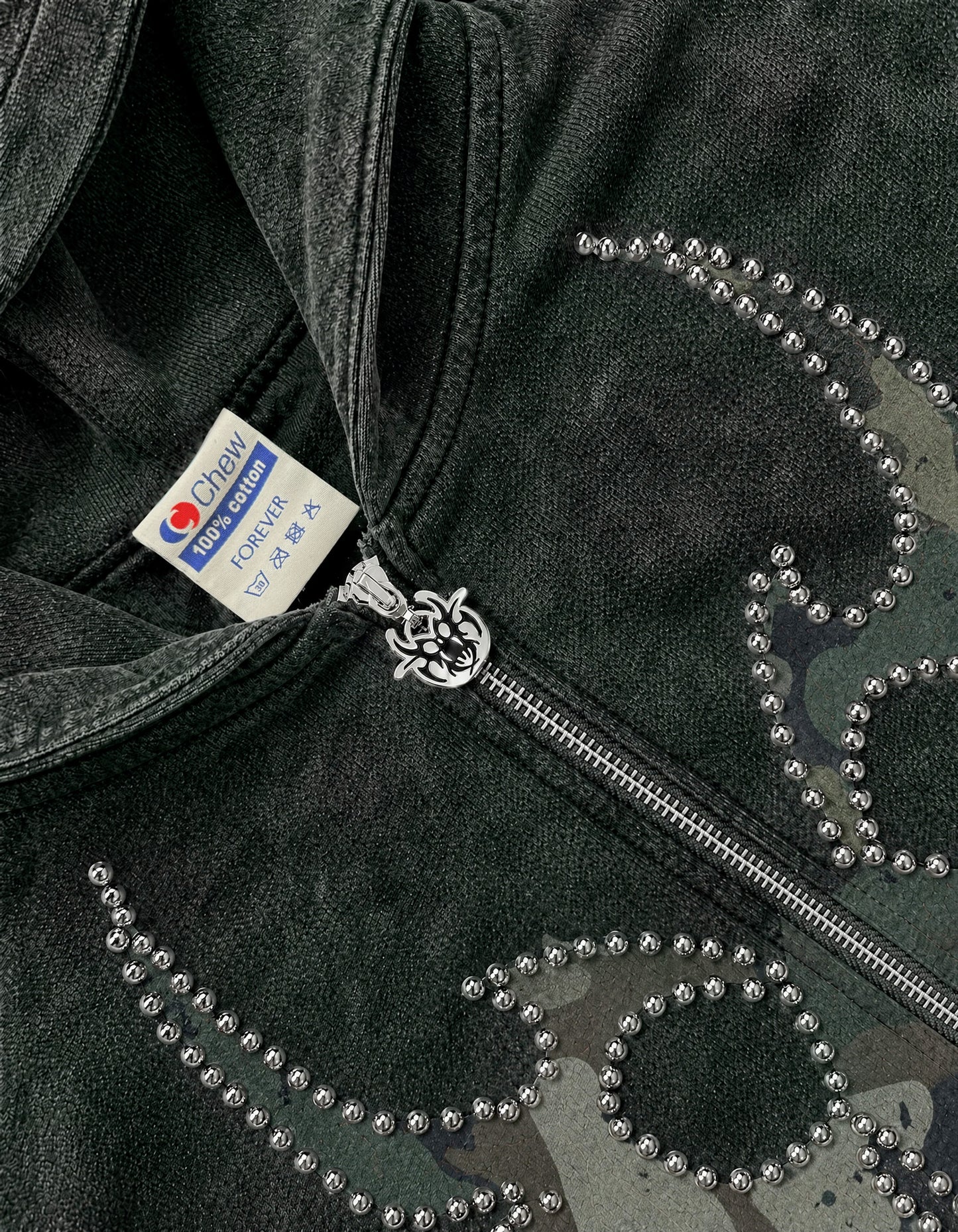 Camo Silver Studded Roach Zip-Up