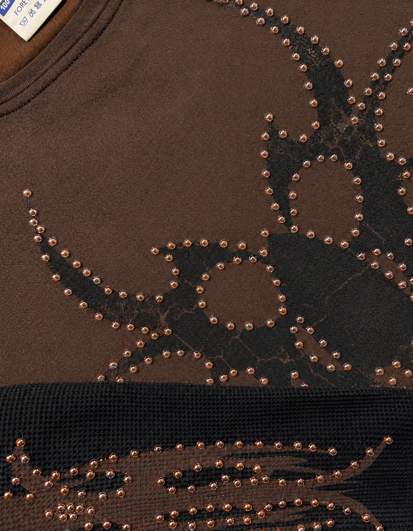 Brown Bronze Roach Studded Longsleeve closeup