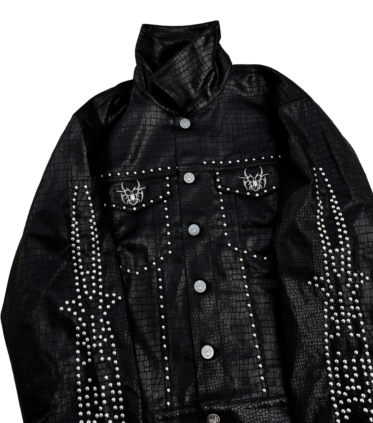 Reptilian Studded Trucker Jacket