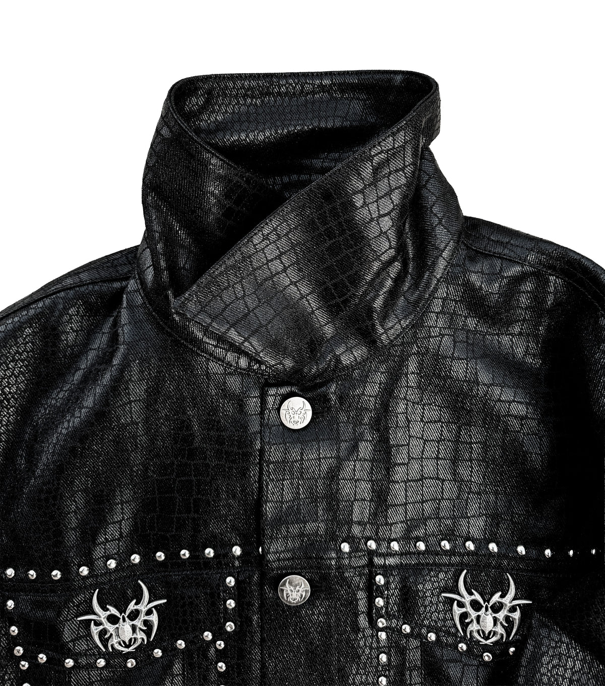 Reptilian Studded Trucker Jacket