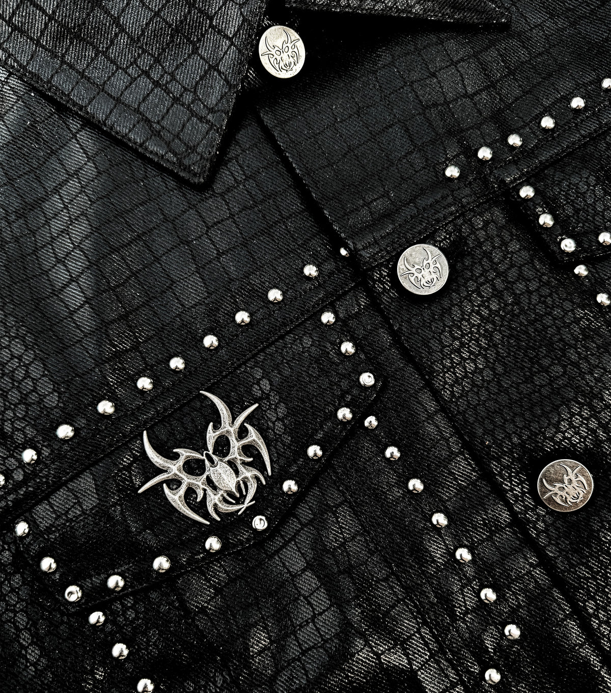 Reptilian Studded Trucker Jacket