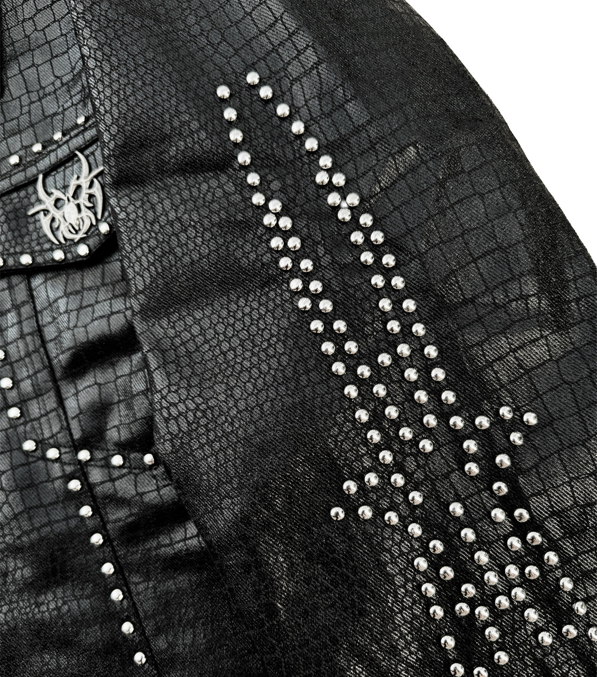 Reptilian Studded Trucker Jacket