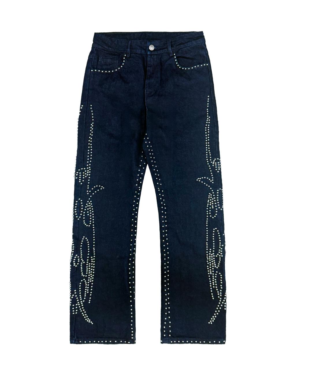 denim studded jeans
