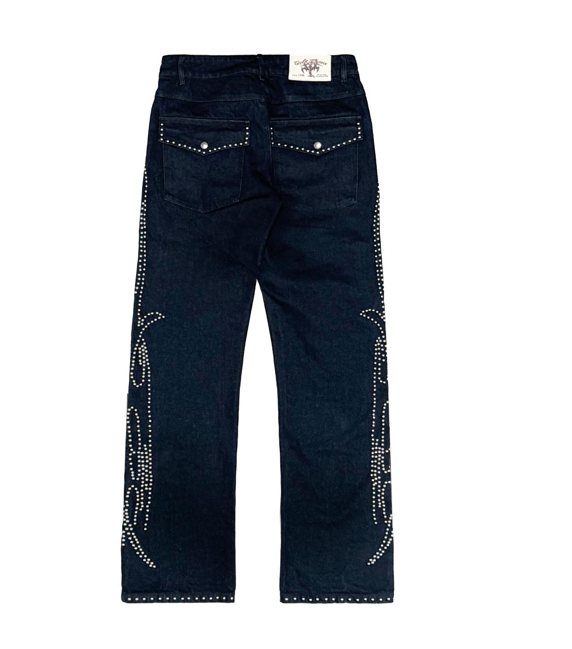 denim studded jeans