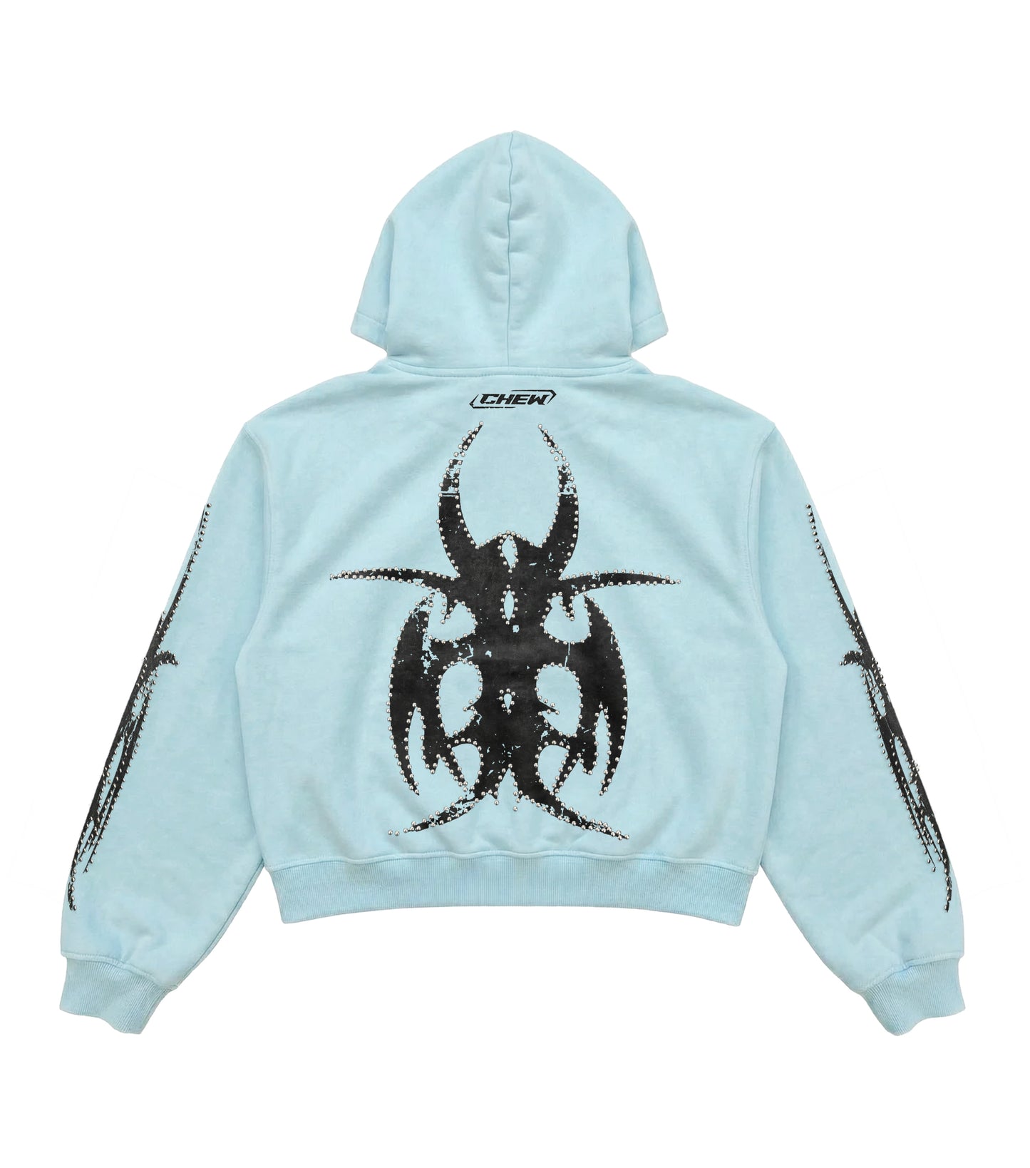 Blue Silver Studded Zip Hoodie - Back