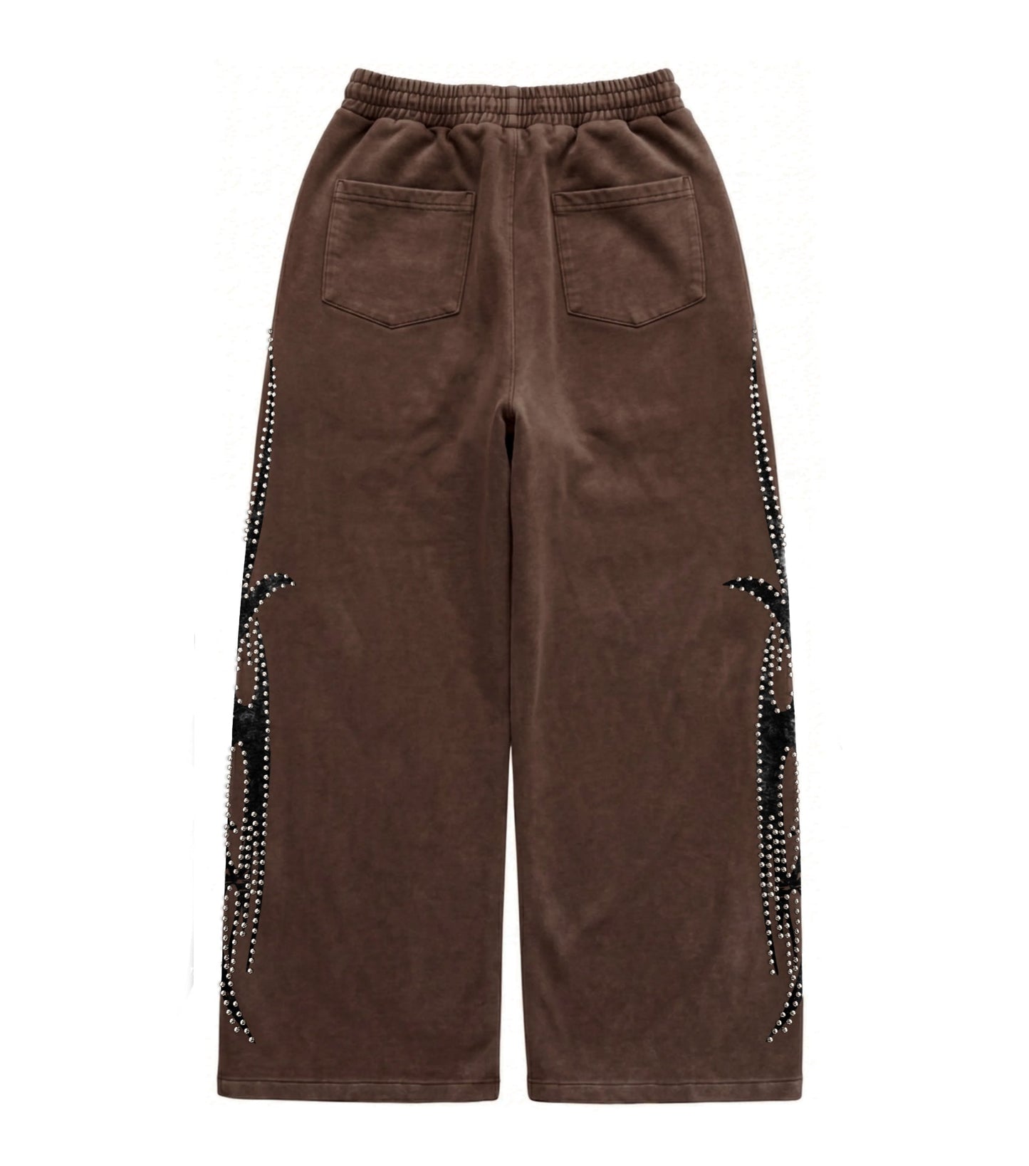 Brown Silver Studded Sweatpants back