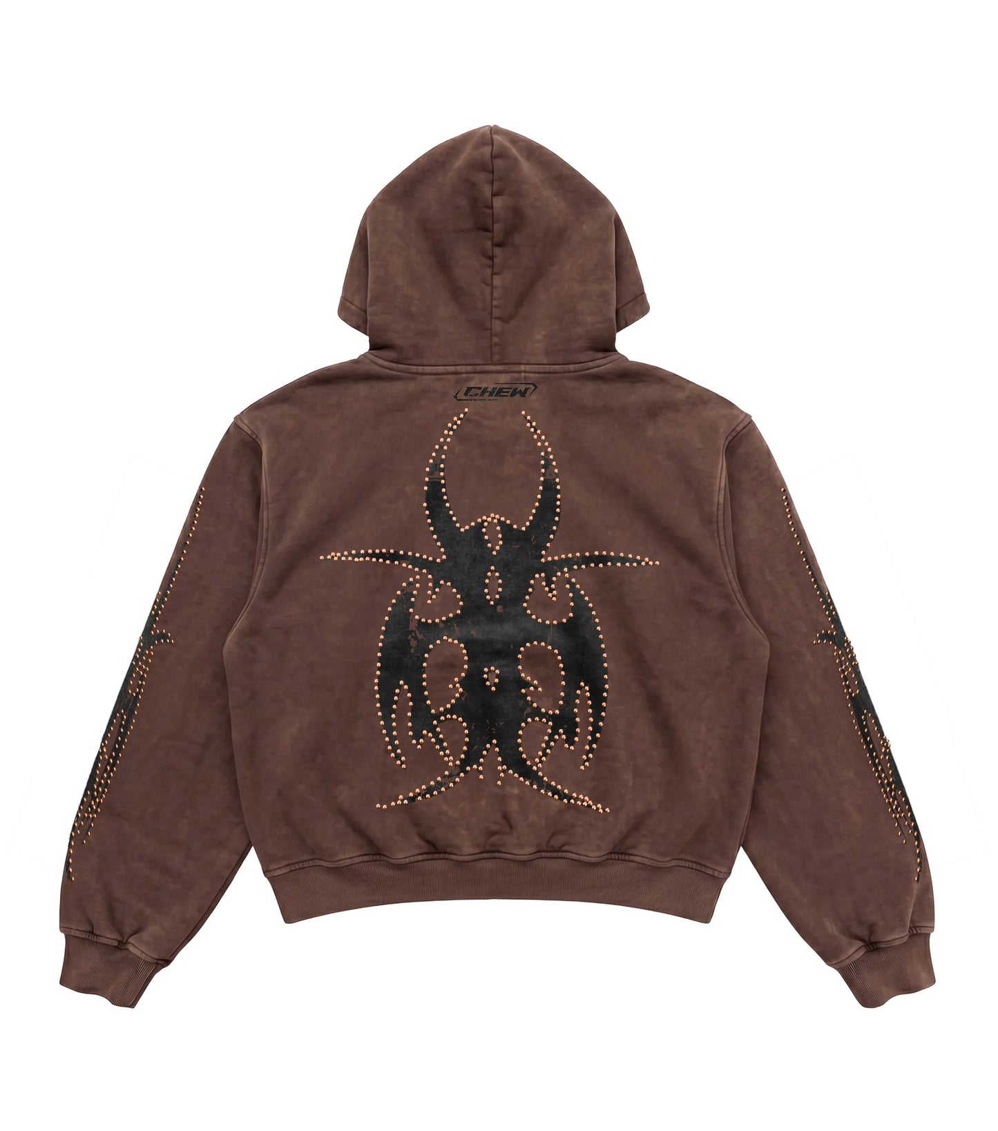 Brown Bronze Studded Hoodie - Back
