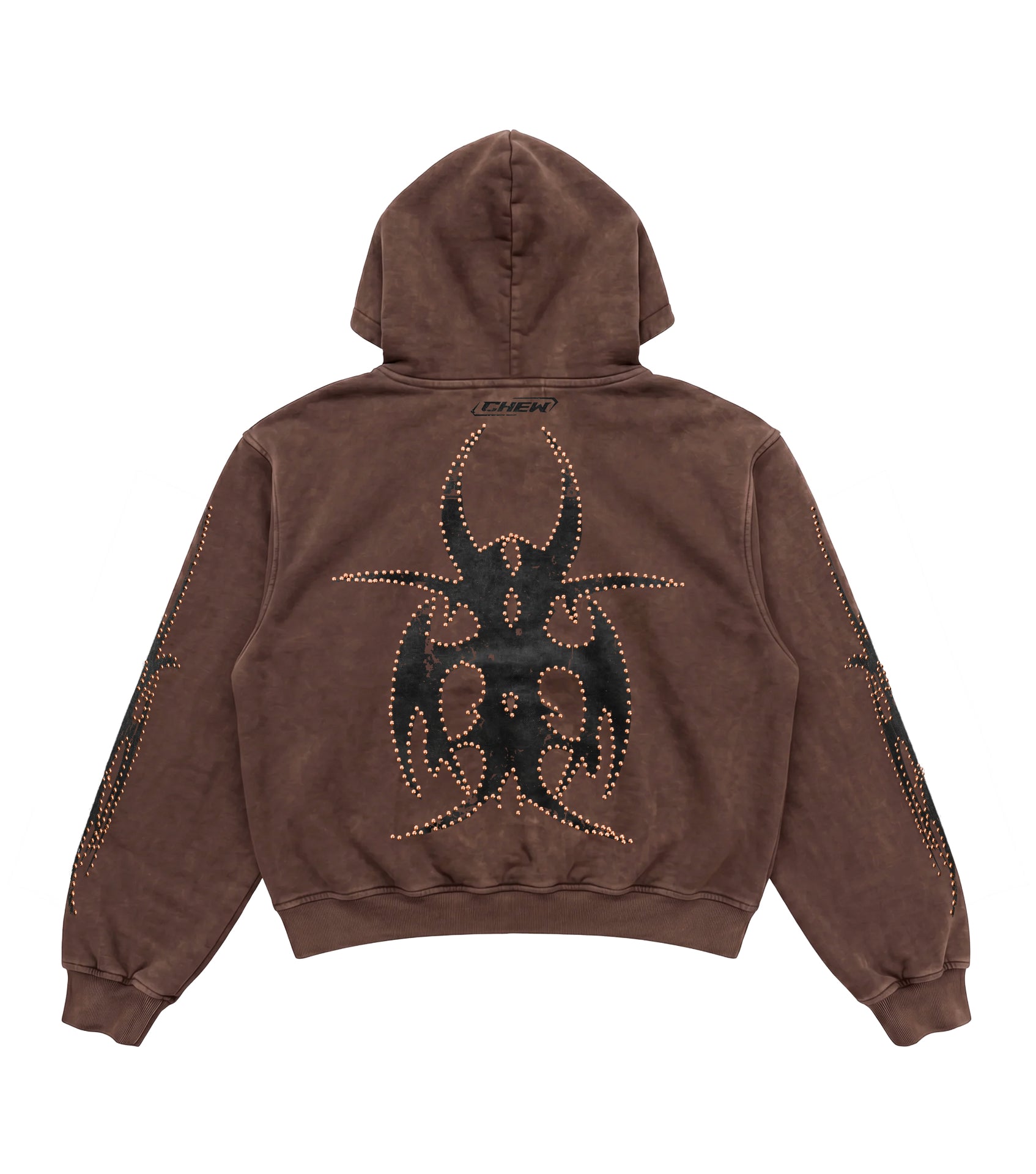 Brown Bronze Studded Hoodie - Back