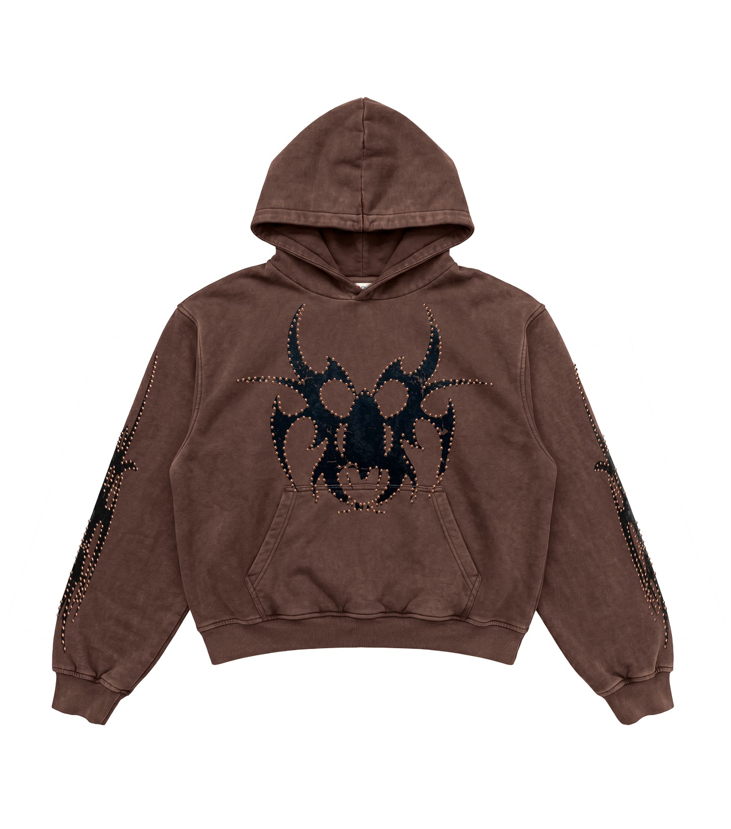 Brown Bronze Studded Hoodie - Front