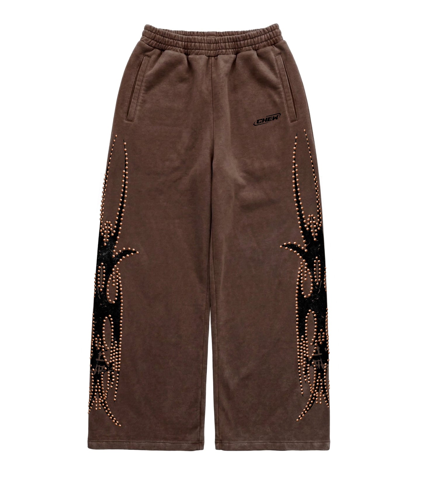Brown Bronze Studded Sweatpants front