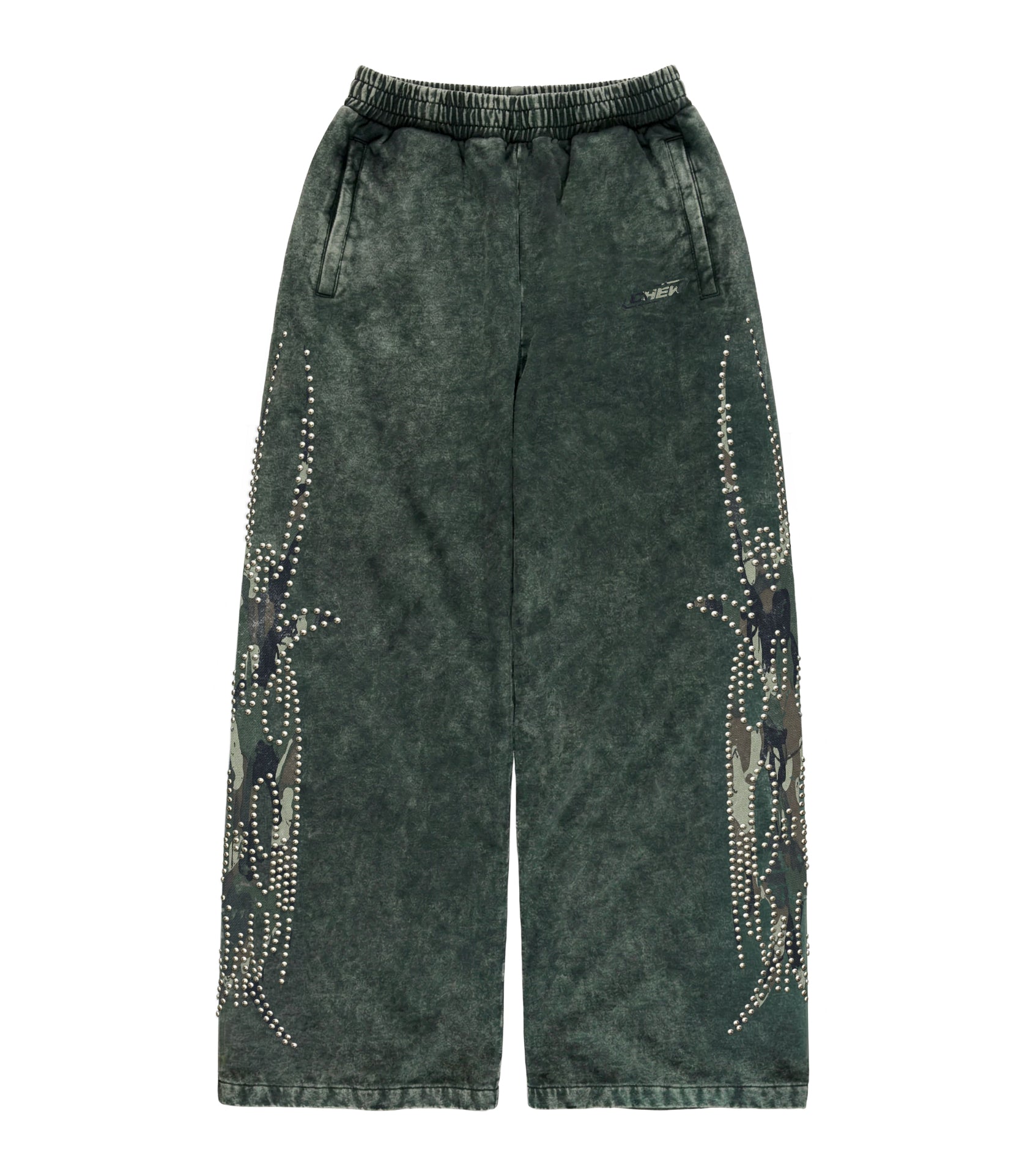 Camo Silver Studded Sweatpants front