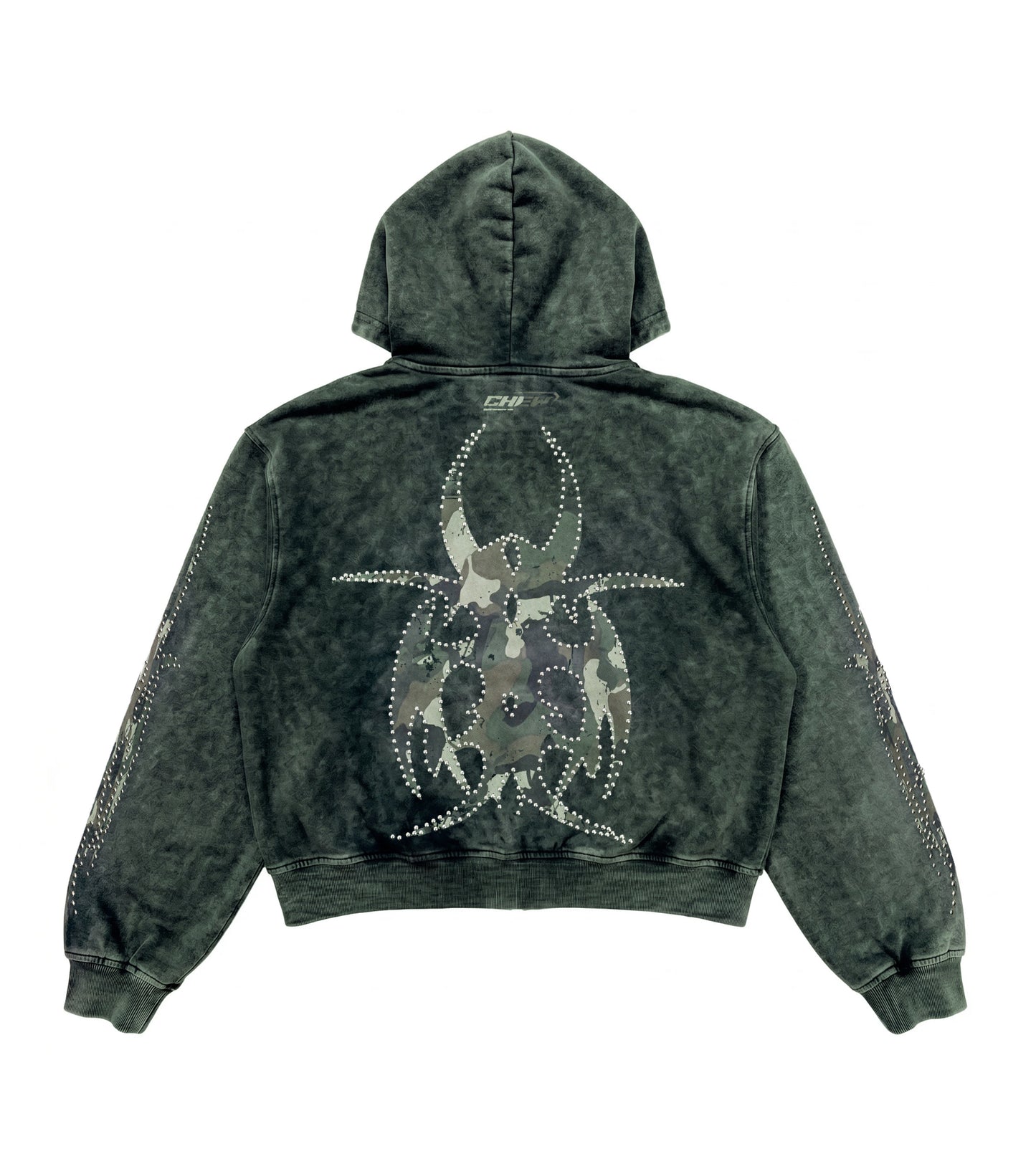 Camo Silver Studded Roach Zip-Up - Back