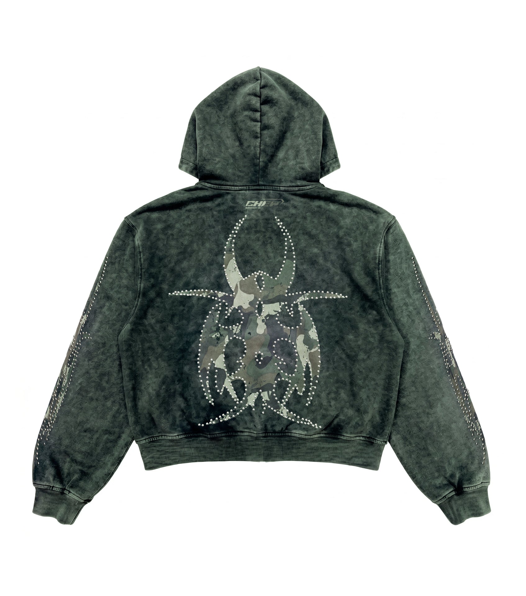 Camo Silver Studded Roach Zip-Up - Back
