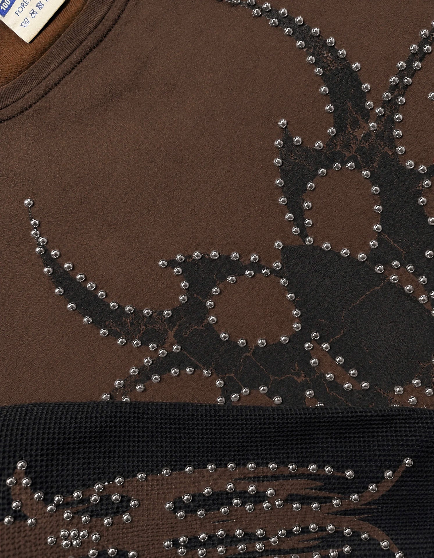 Brown Silver Roach Studded Longsleeve closeup