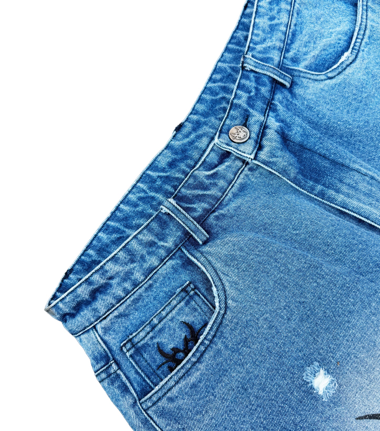 Denim Tribal Printed Shorts