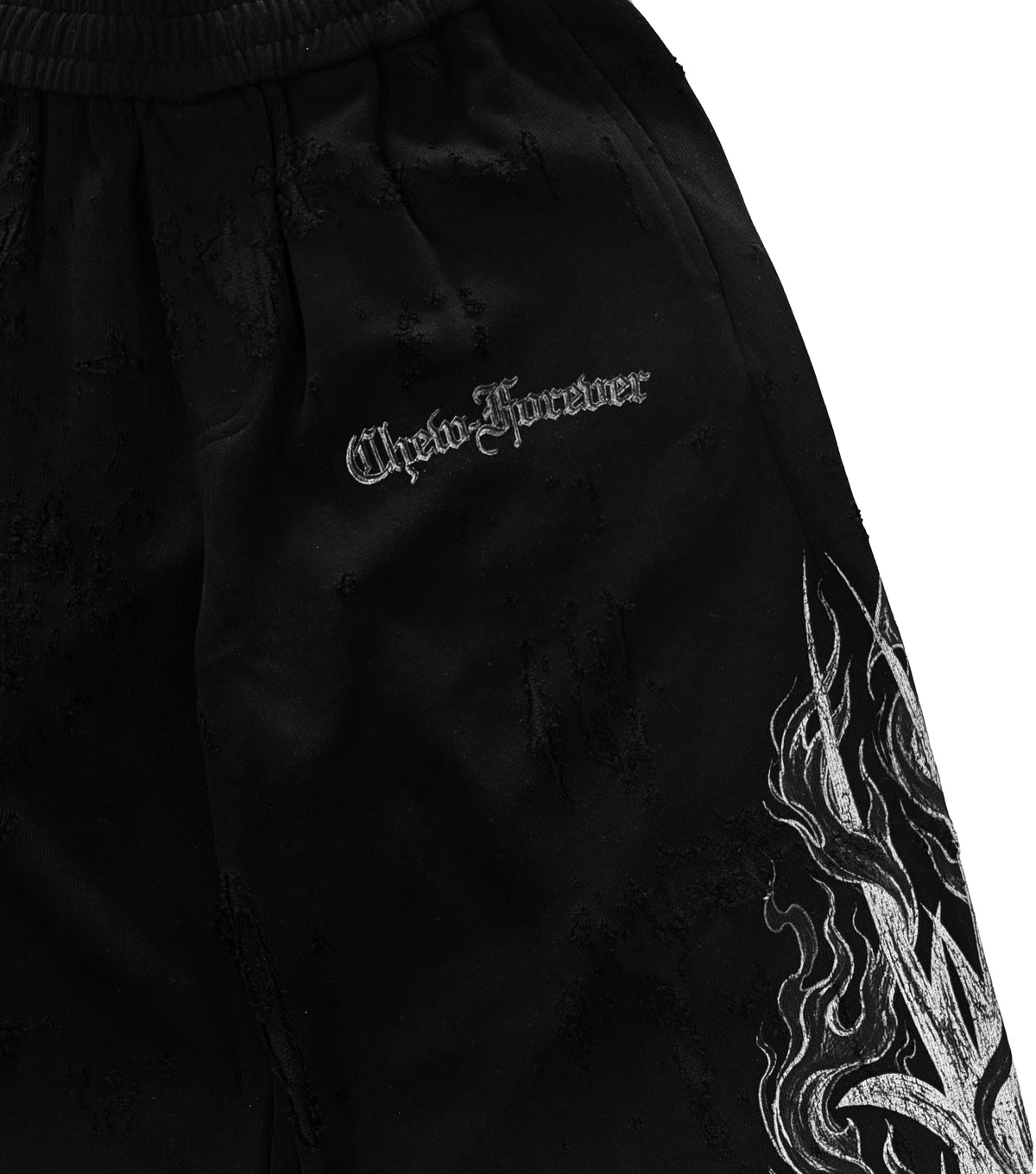 Earth Angel Eroded 3/4 Sweat Shorts Black