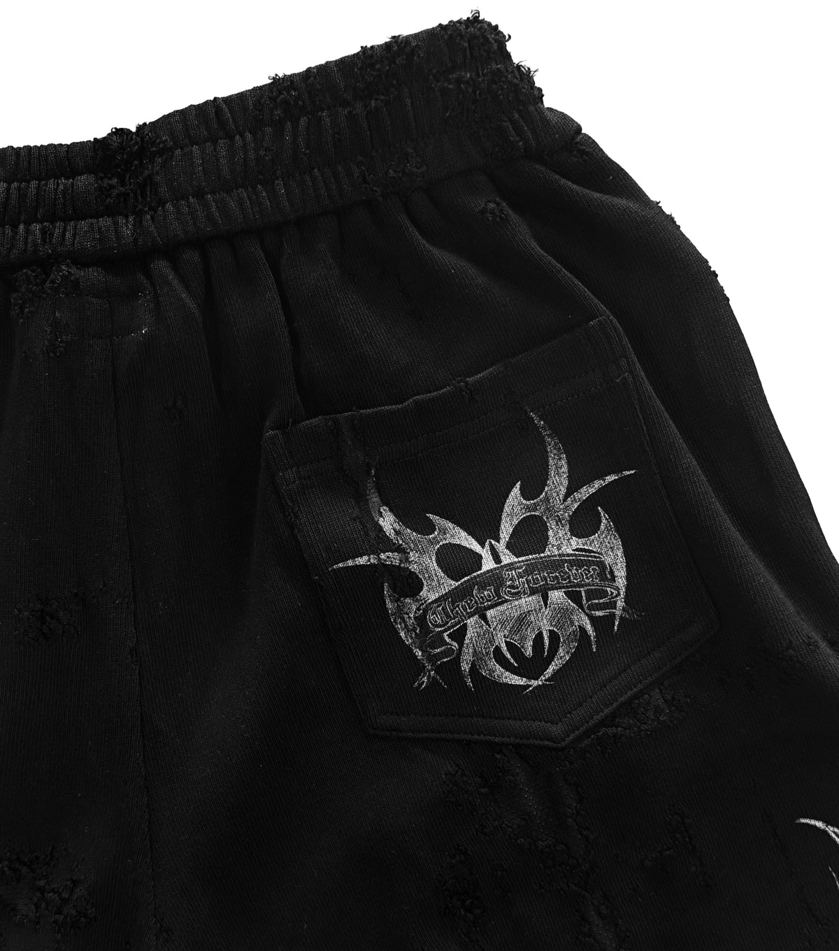 Earth Angel Eroded 3/4 Sweat Shorts Black