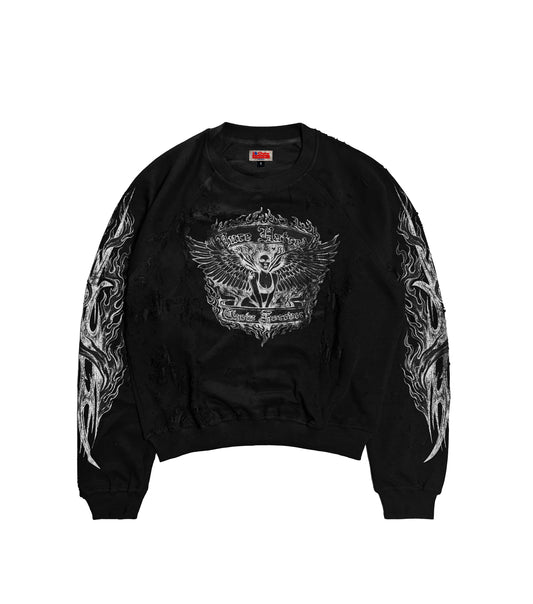 Earth Angel Eroded Crewneck Black