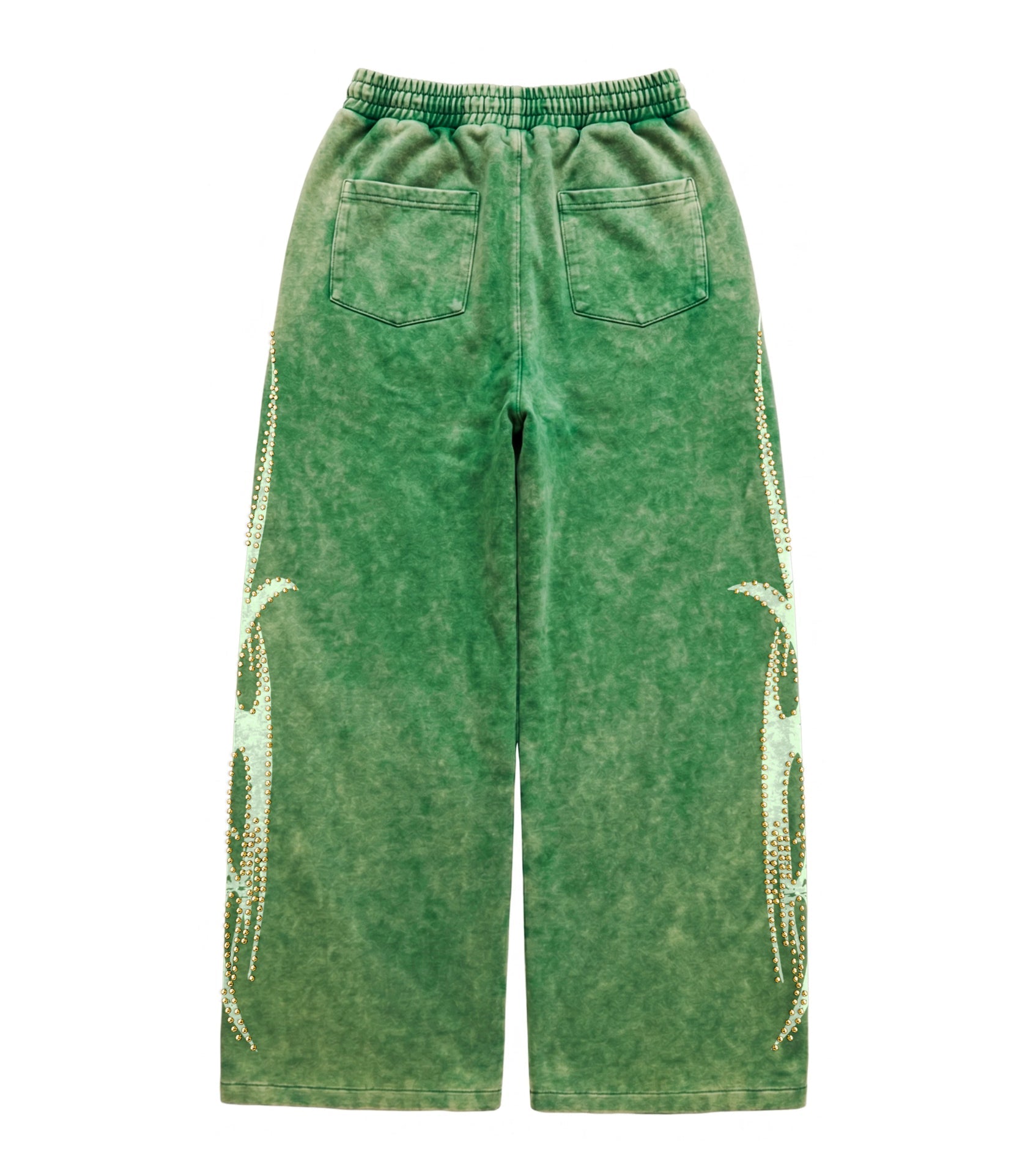 Green Gold Studded Sweatpants back