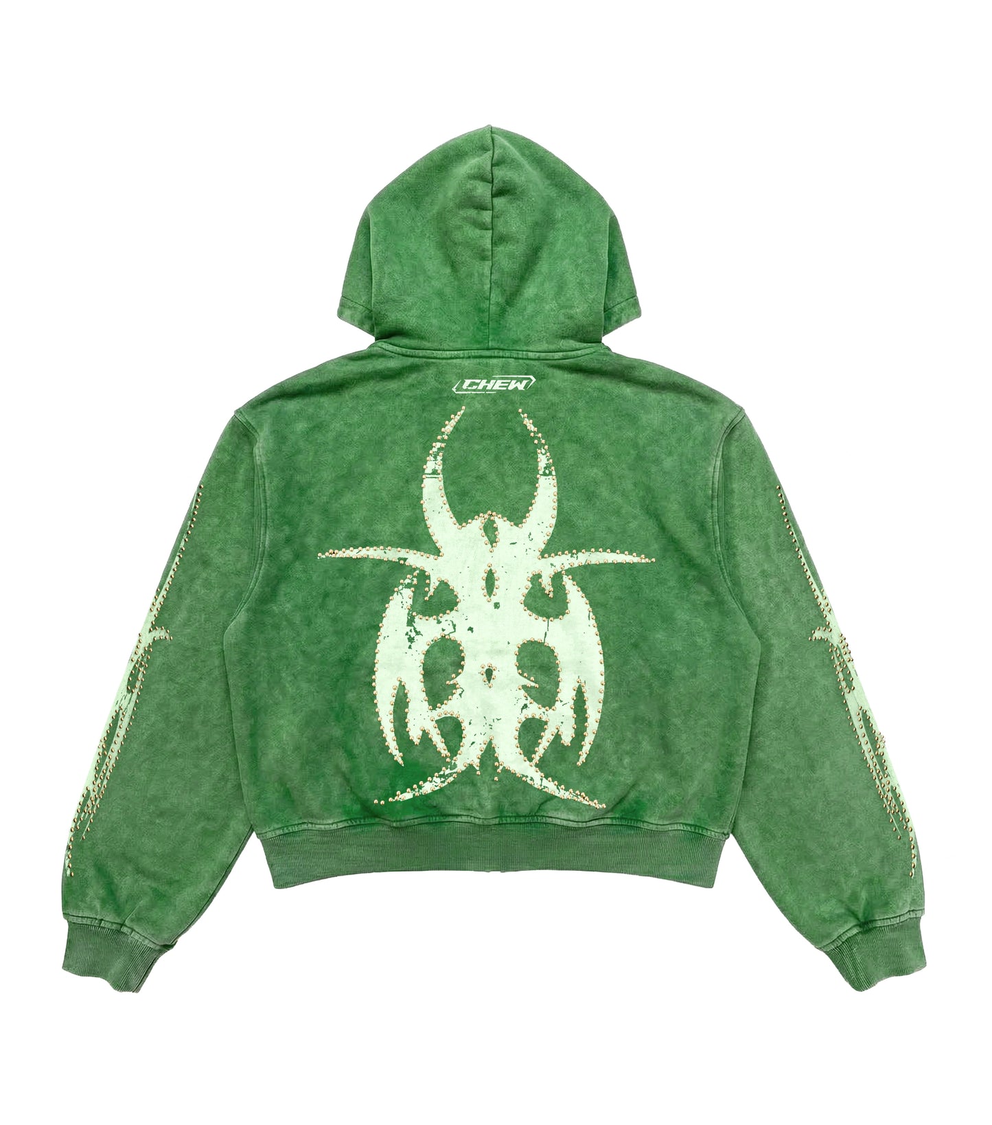 Green Gold Studded Zip Hoodie back