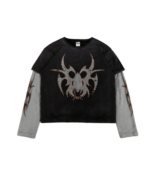 Black Roach Studded Longsleeve front