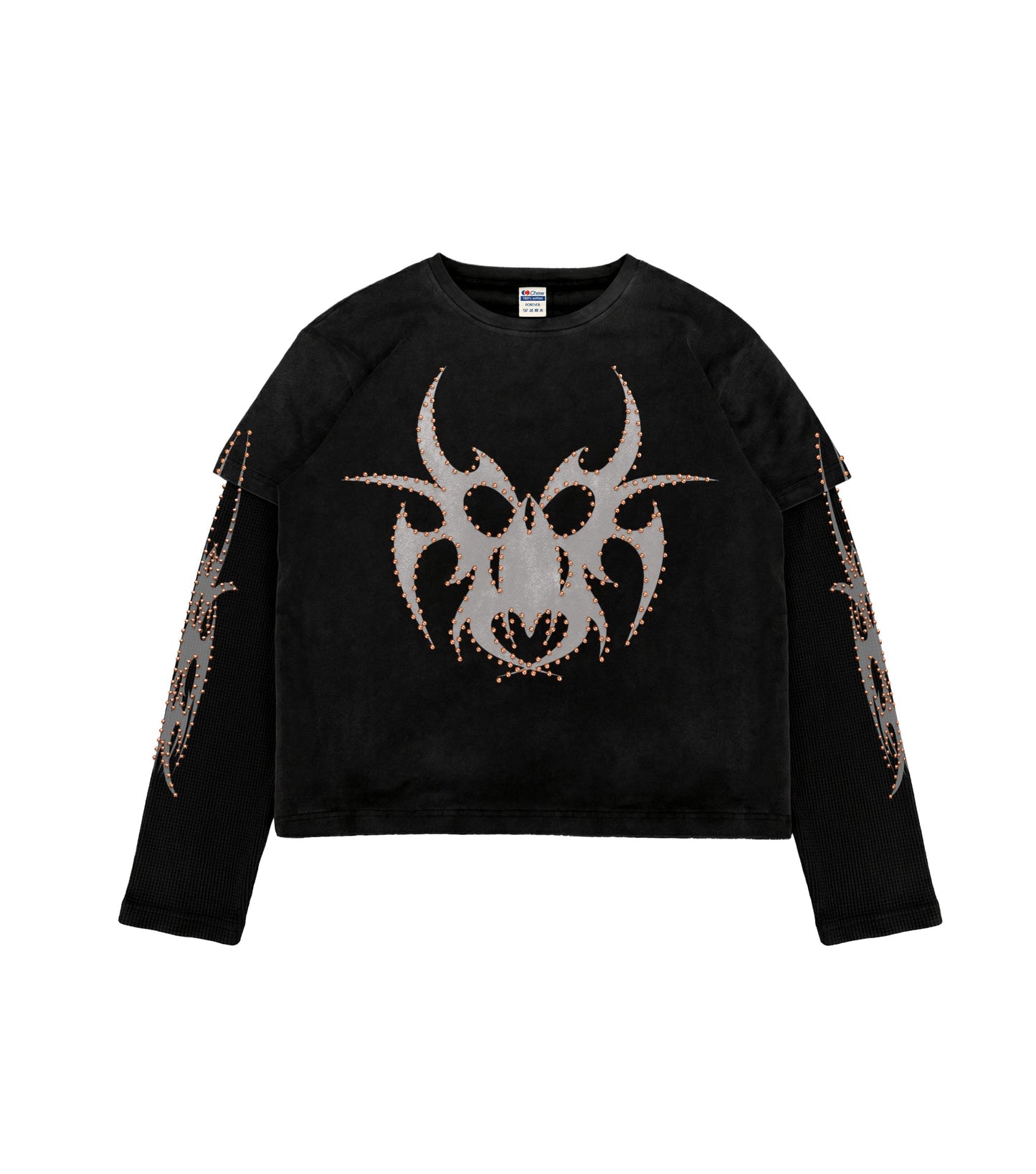Black on Black Roach Studded Longsleeve front