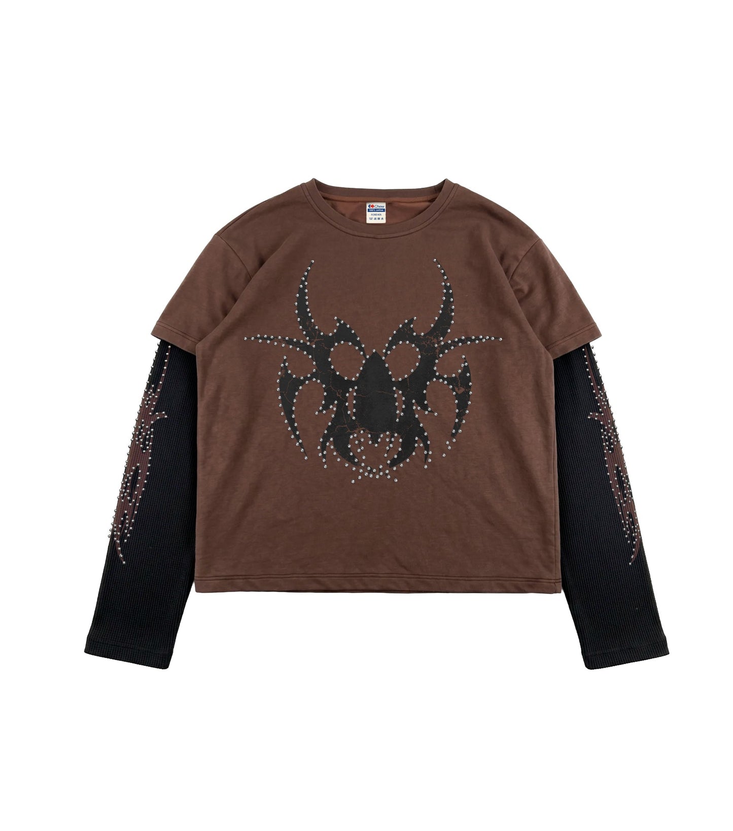 Brown Silver Roach Studded Longsleeve front