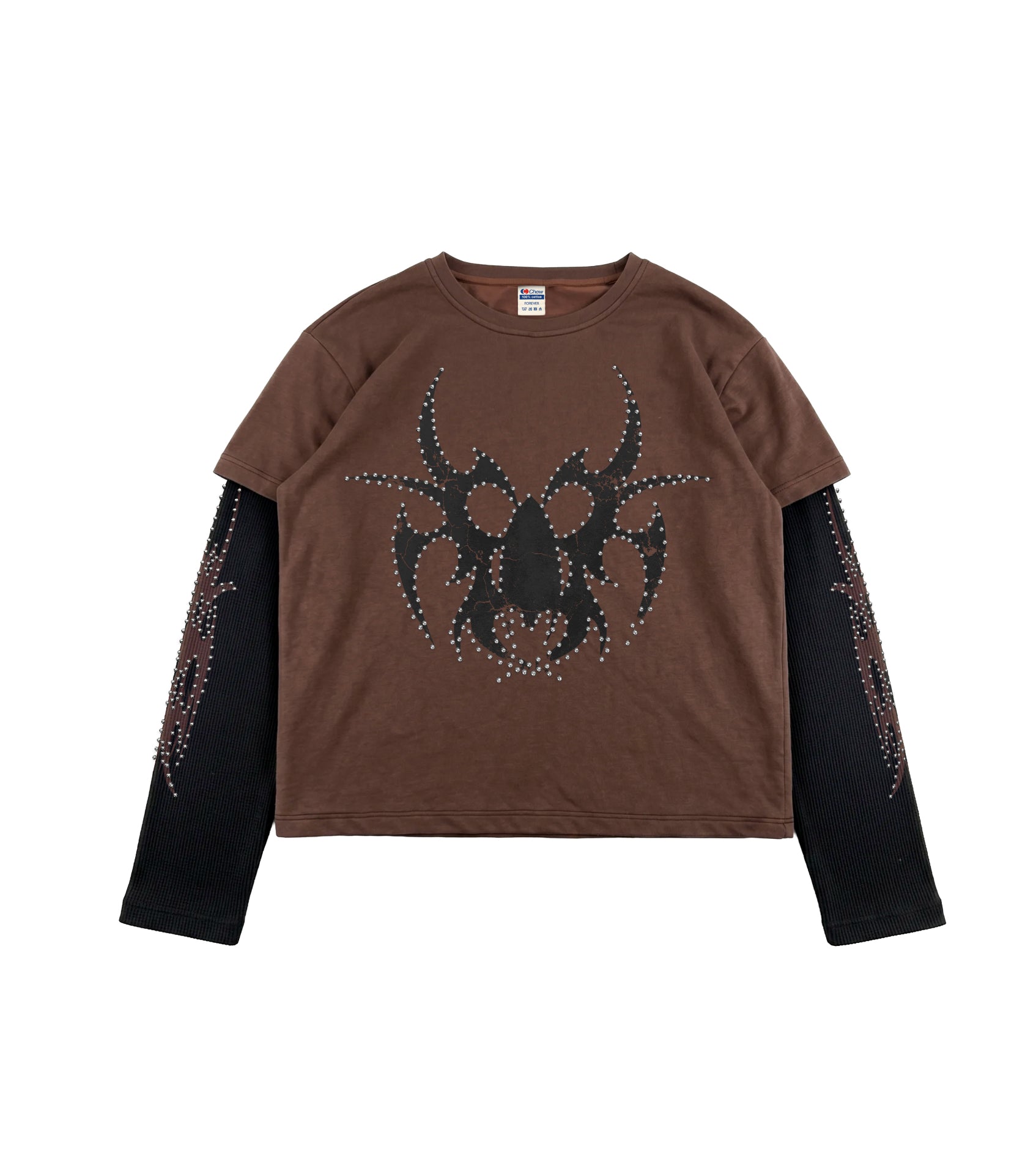 Brown Silver Roach Studded Longsleeve front