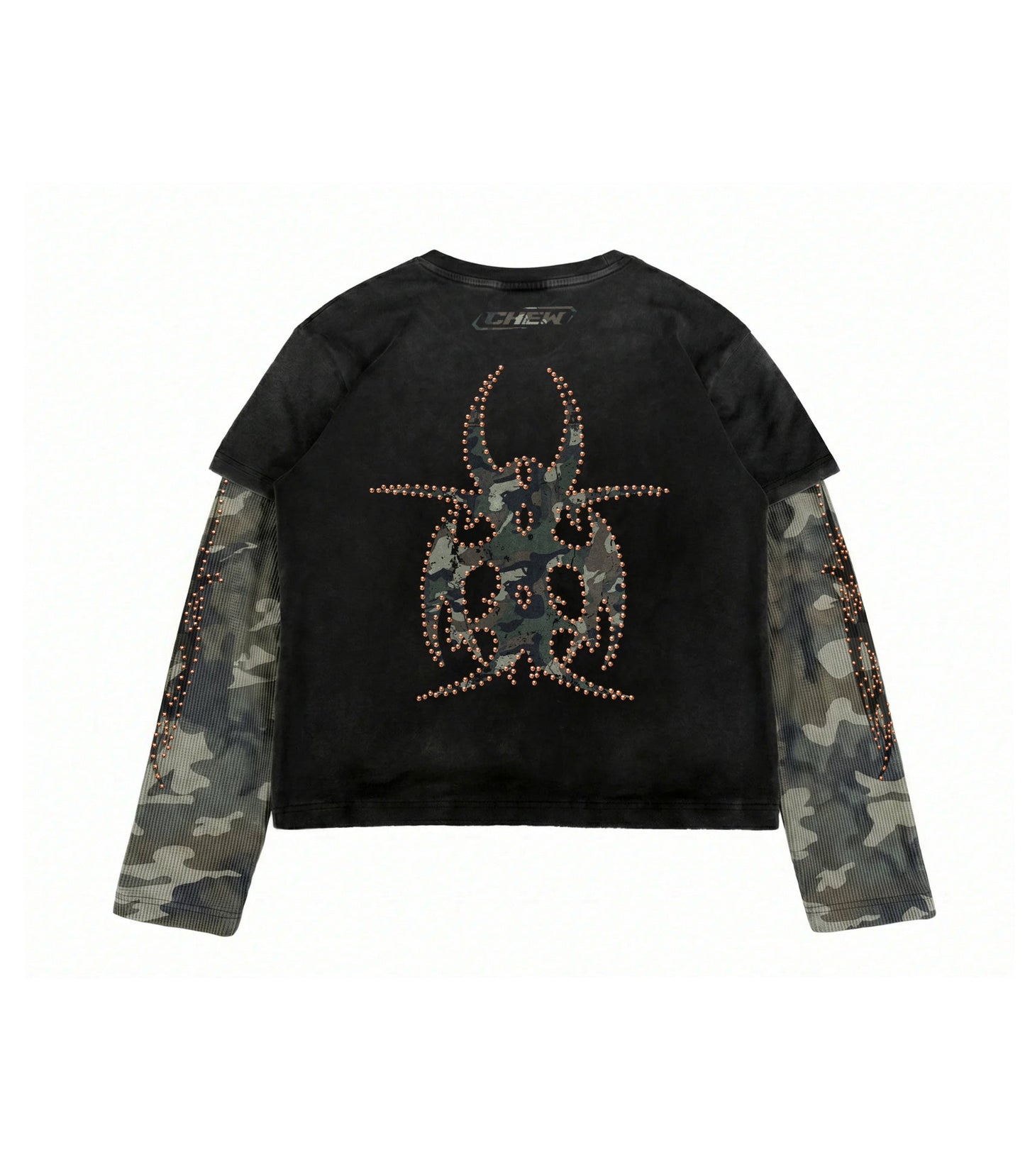 Black Camo Bronze Roach Studded Longsleeve back