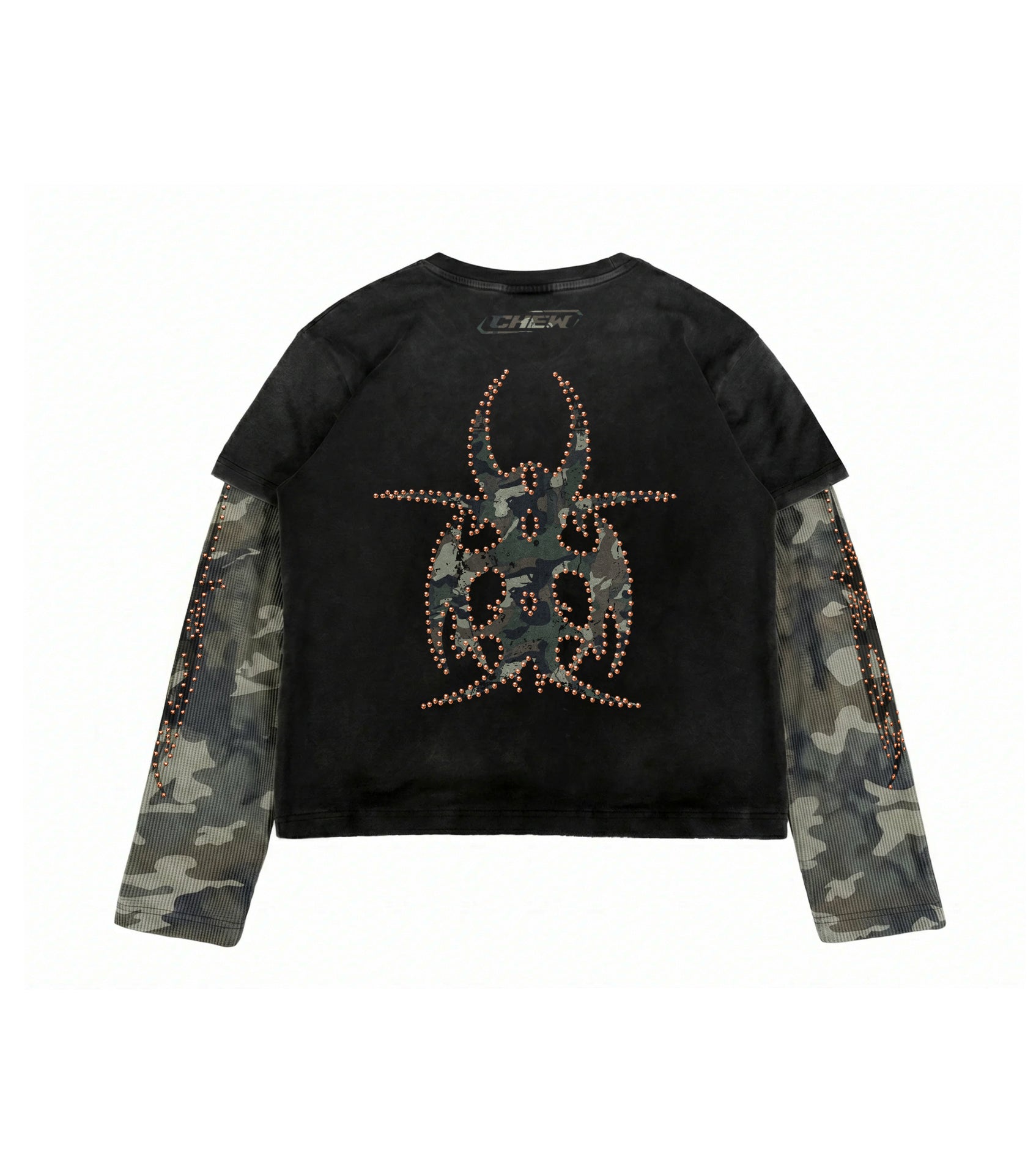 Black Camo Bronze Roach Studded Longsleeve back
