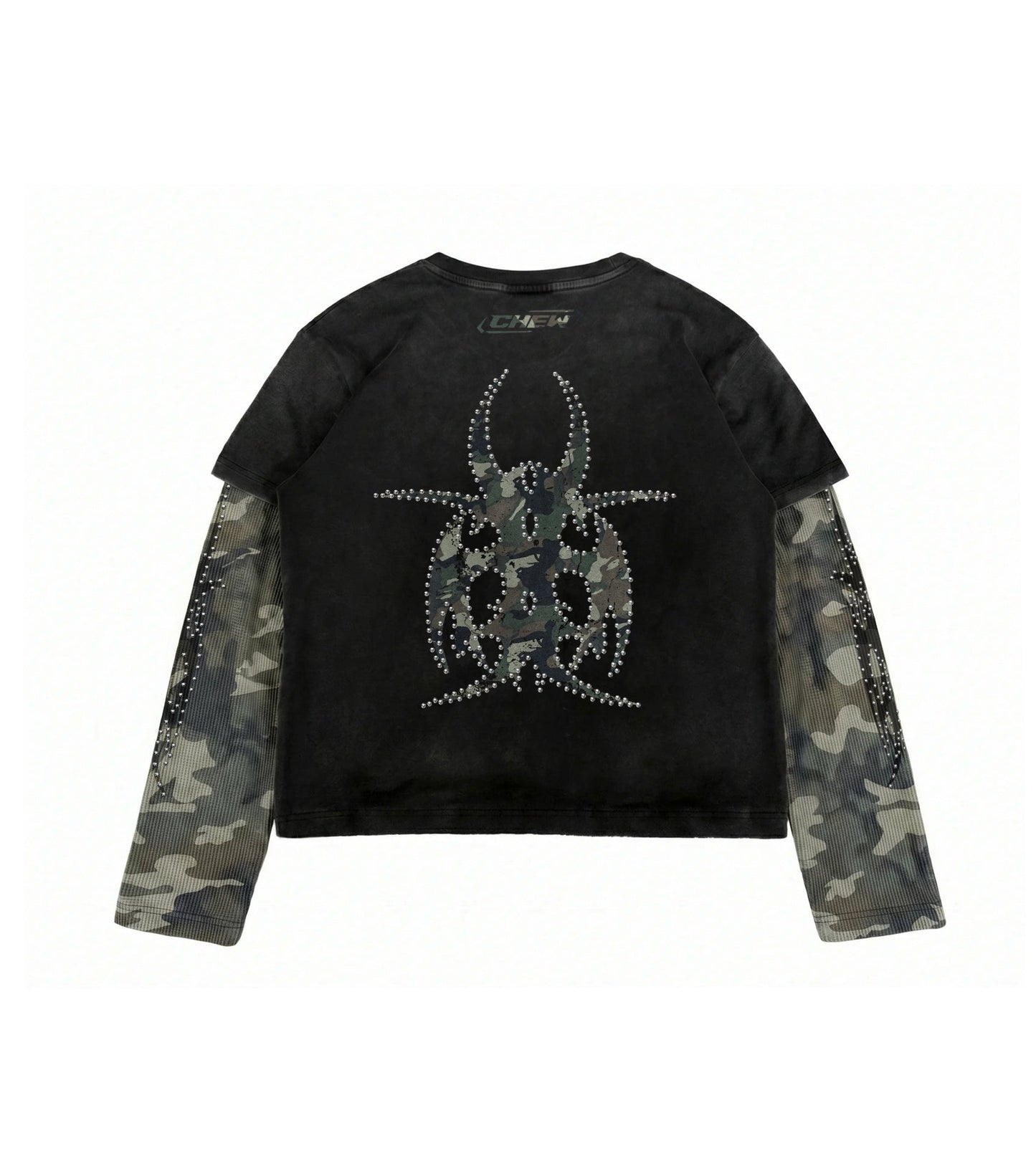 Black Camo Silver Roach Studded Longsleeve back