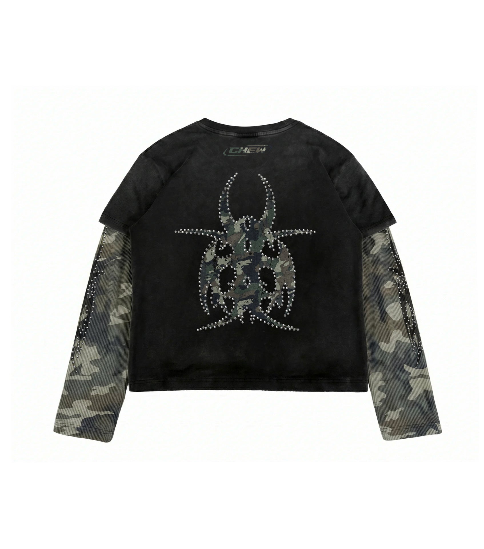 Black Camo Silver Roach Studded Longsleeve back