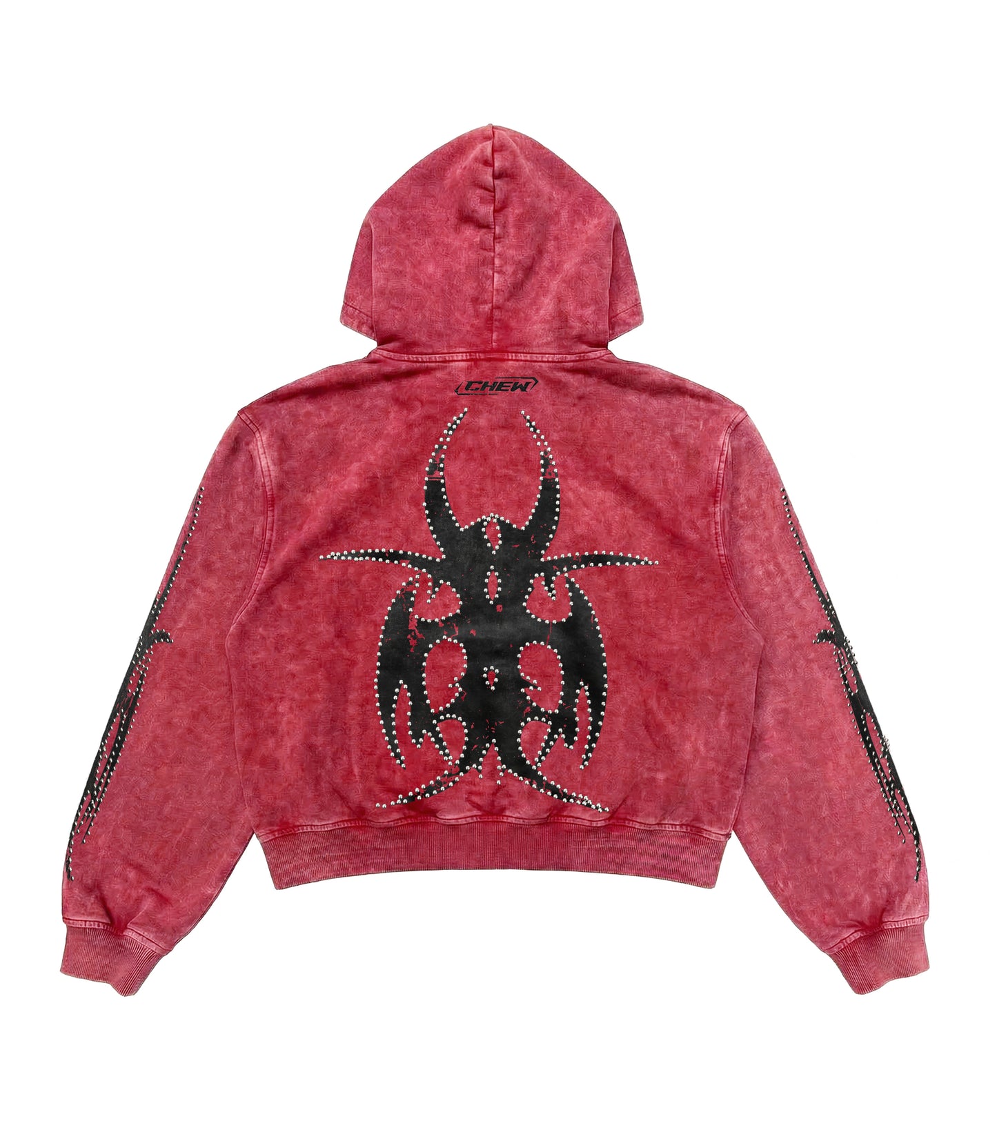 Red Silver Studded Roach Zip-Up