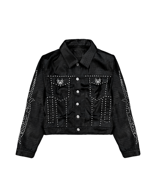 Reptilian Studded Trucker Jacket