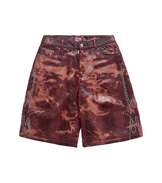 Studded Red Reptilian Shorts