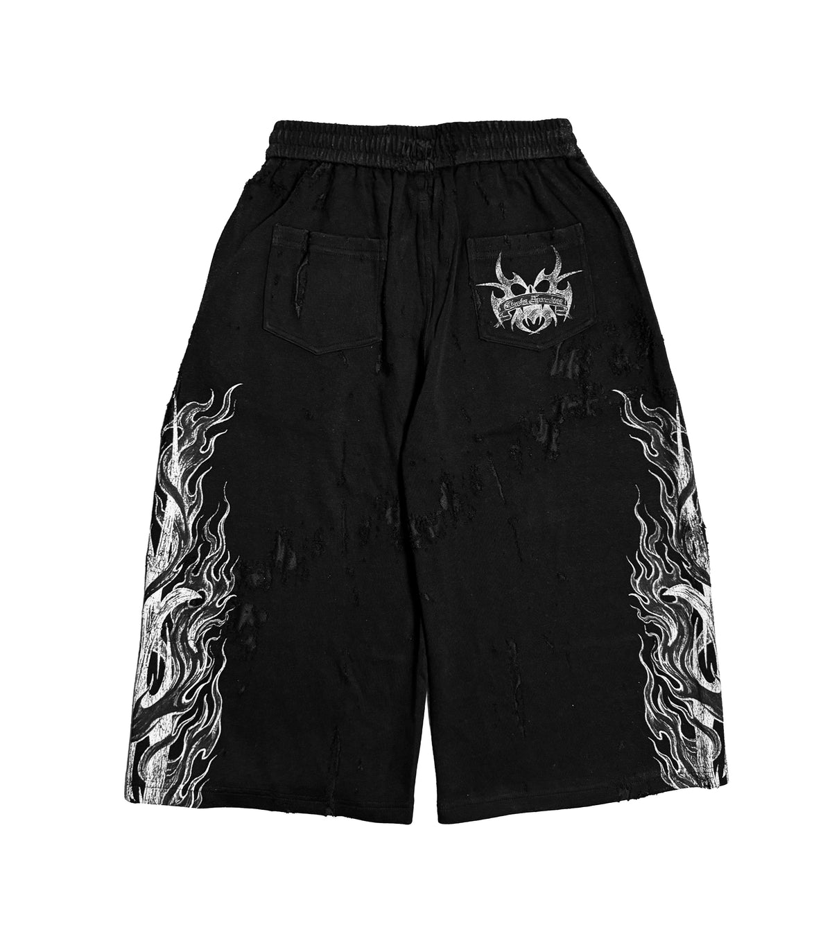 Earth Angel Eroded 3/4 Sweat Shorts Black