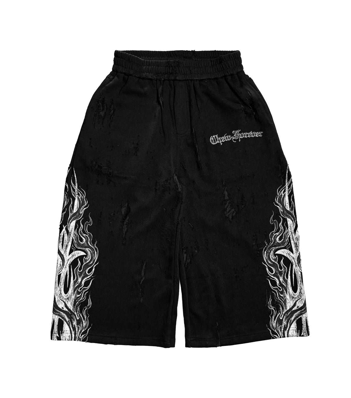 Earth Angel Eroded 3/4 Sweat Shorts Black