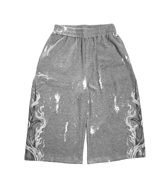 Earth Angel Eroded 3/4 Sweat Shorts Grey