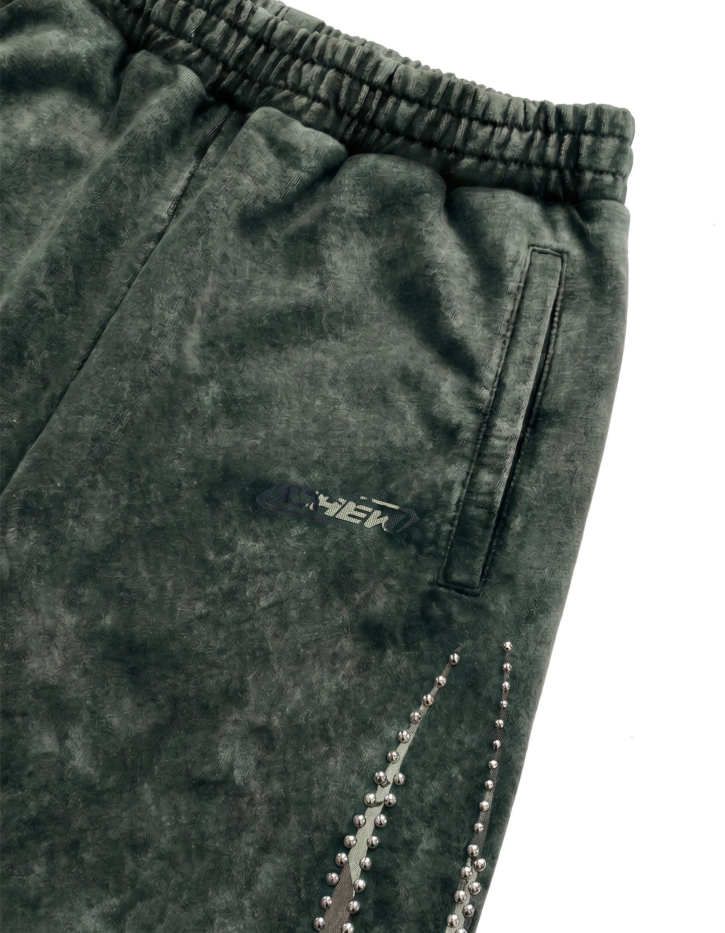 Camo Silver Studded Sweatpants - Stud Detail